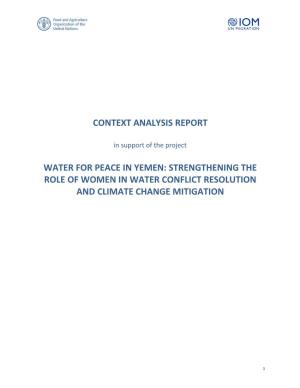 Context Analysis Report Water for Peace in Yemen