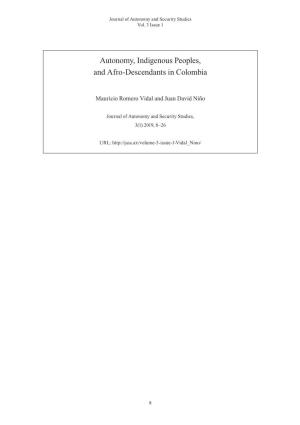 Autonomy, Indigenous Peoples, and Afro-Descendants in Colombia