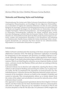 Networks and Meaning: Styles and Switchings