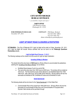 City of Pittsburgh Bureau of Police Light up Night