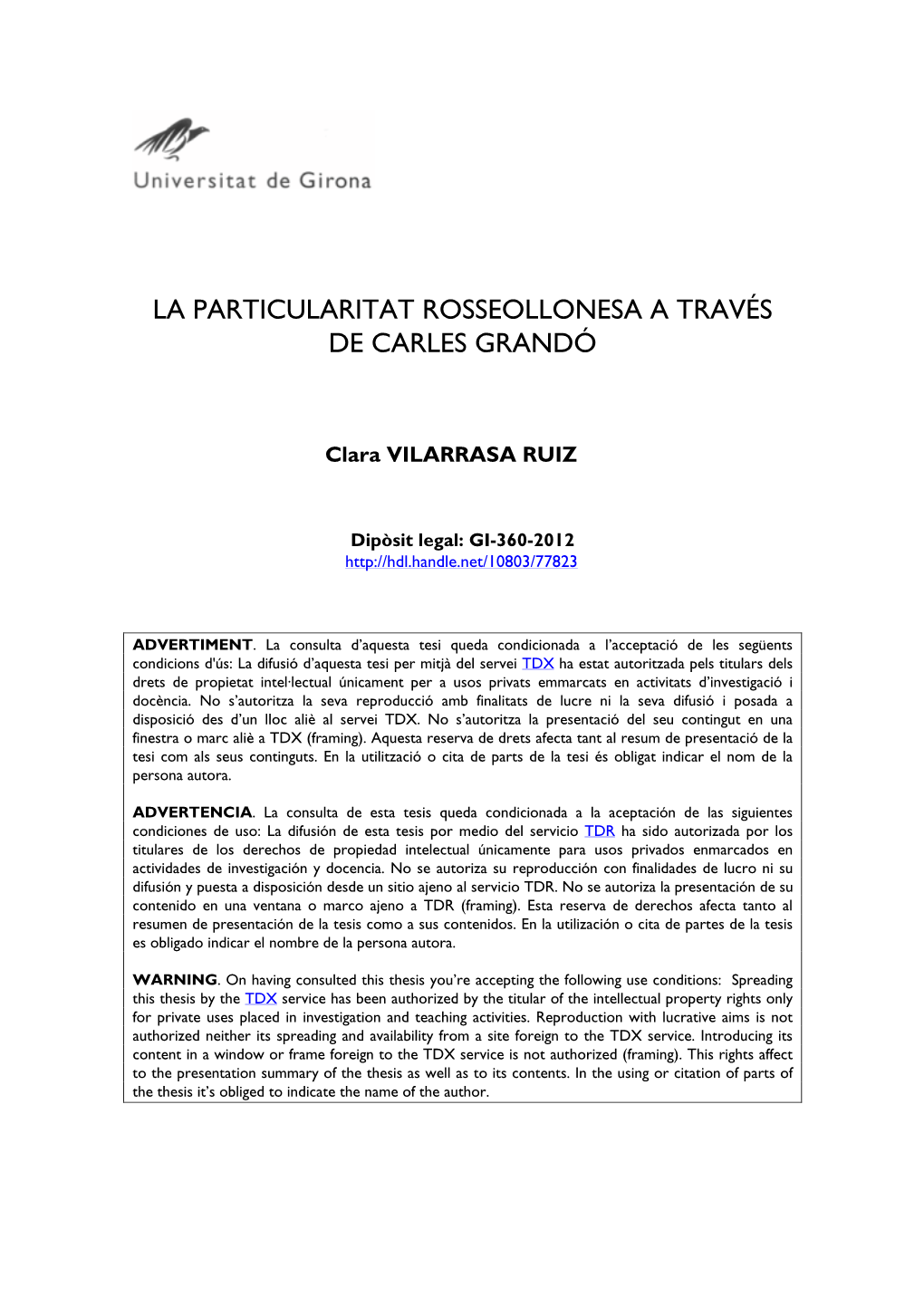 La Particularitat Rossellonesa a Través De Carles Grandó