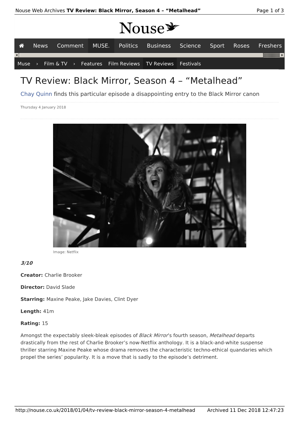 TV Review: Black Mirror, Season 4 – “Metalhead” | Nouse