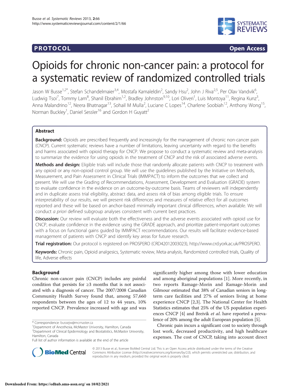 Opioids for Chronic Noncancer Paina Systematic