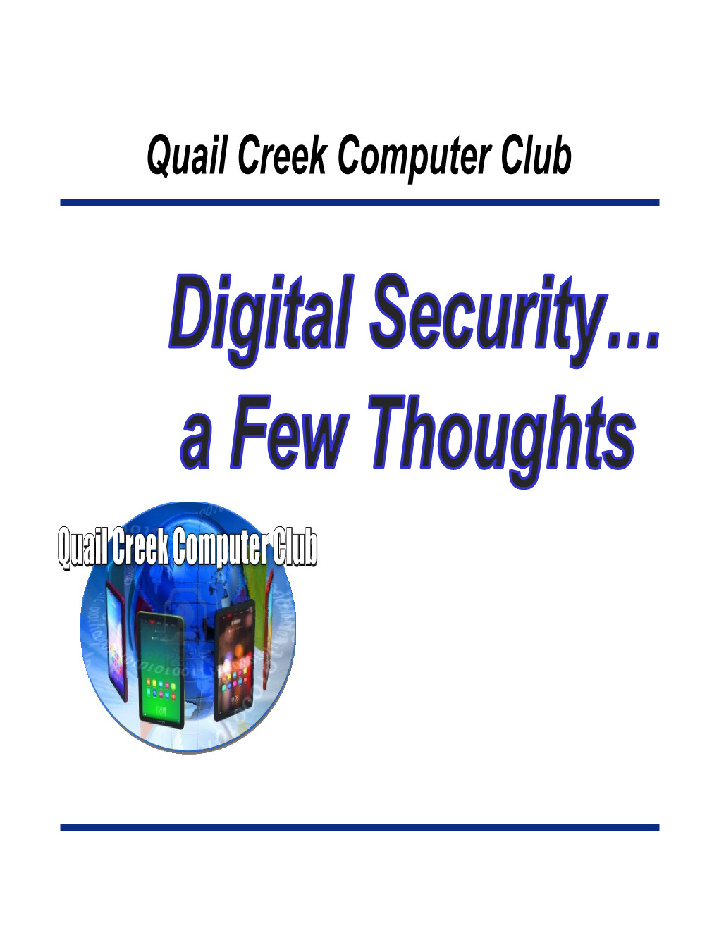 Quail Creek Computer Club Welcome