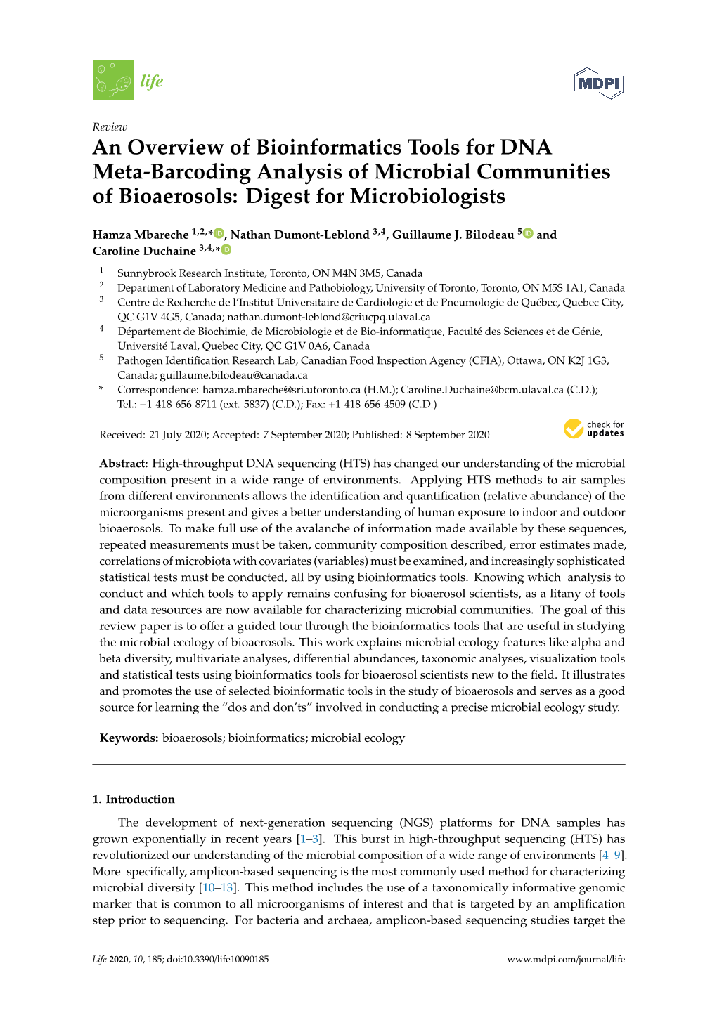 An Overview of Bioinformatics Tools for DNA Meta-Barcoding Analysis of Microbial Communities of Bioaerosols: Digest for Microbiologists