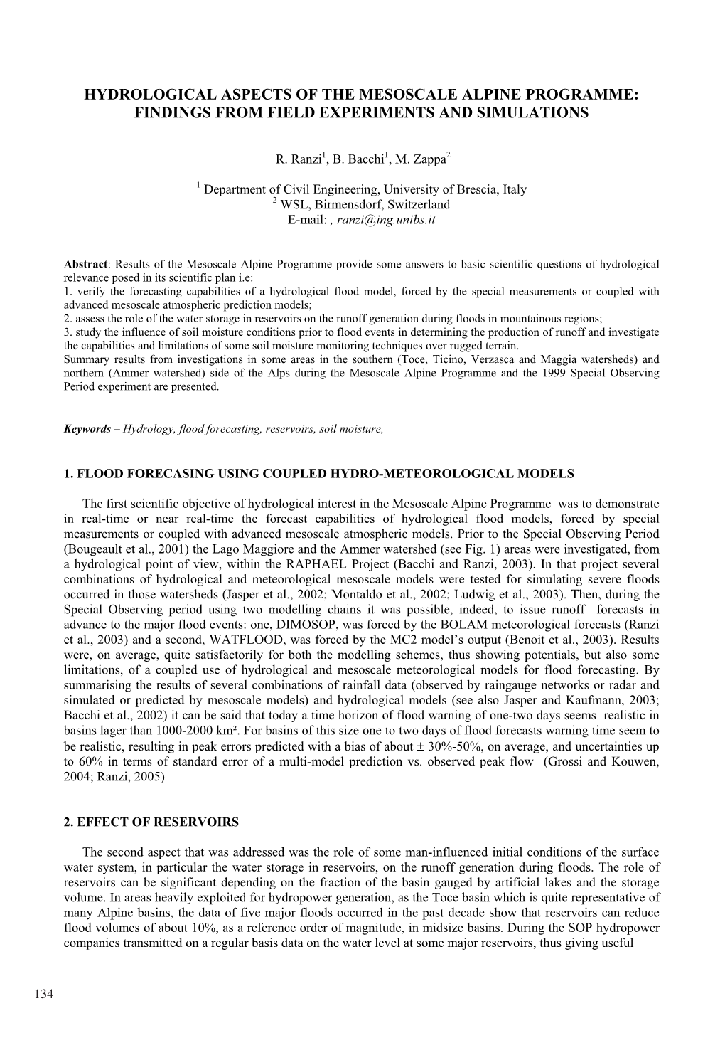 Hydrological Aspects of the Mesoscale Alpine Programme: Findings from Field Experiments and Simulations