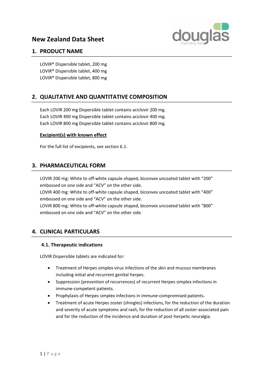 New Zealand Data Sheet 1