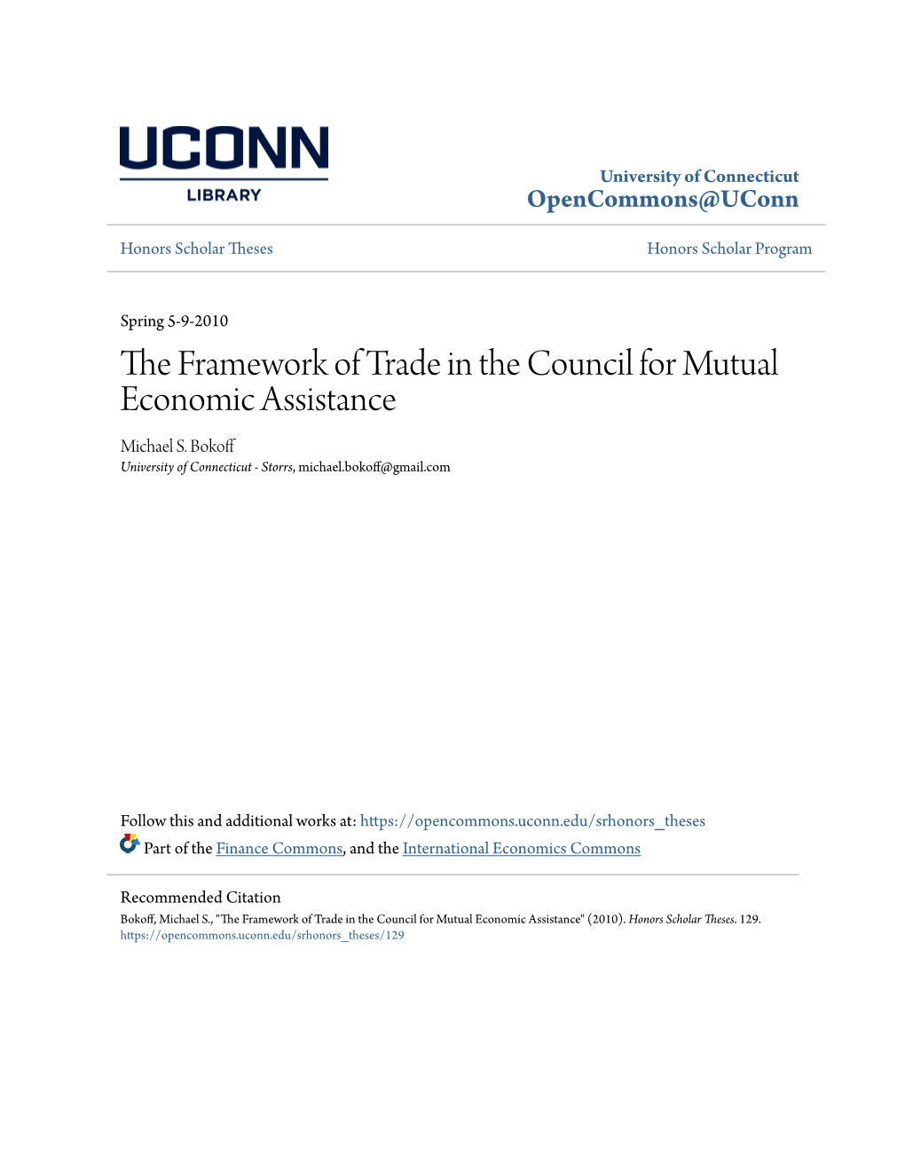 The Framework of Trade in the Council for Mutual Economic Assistance
