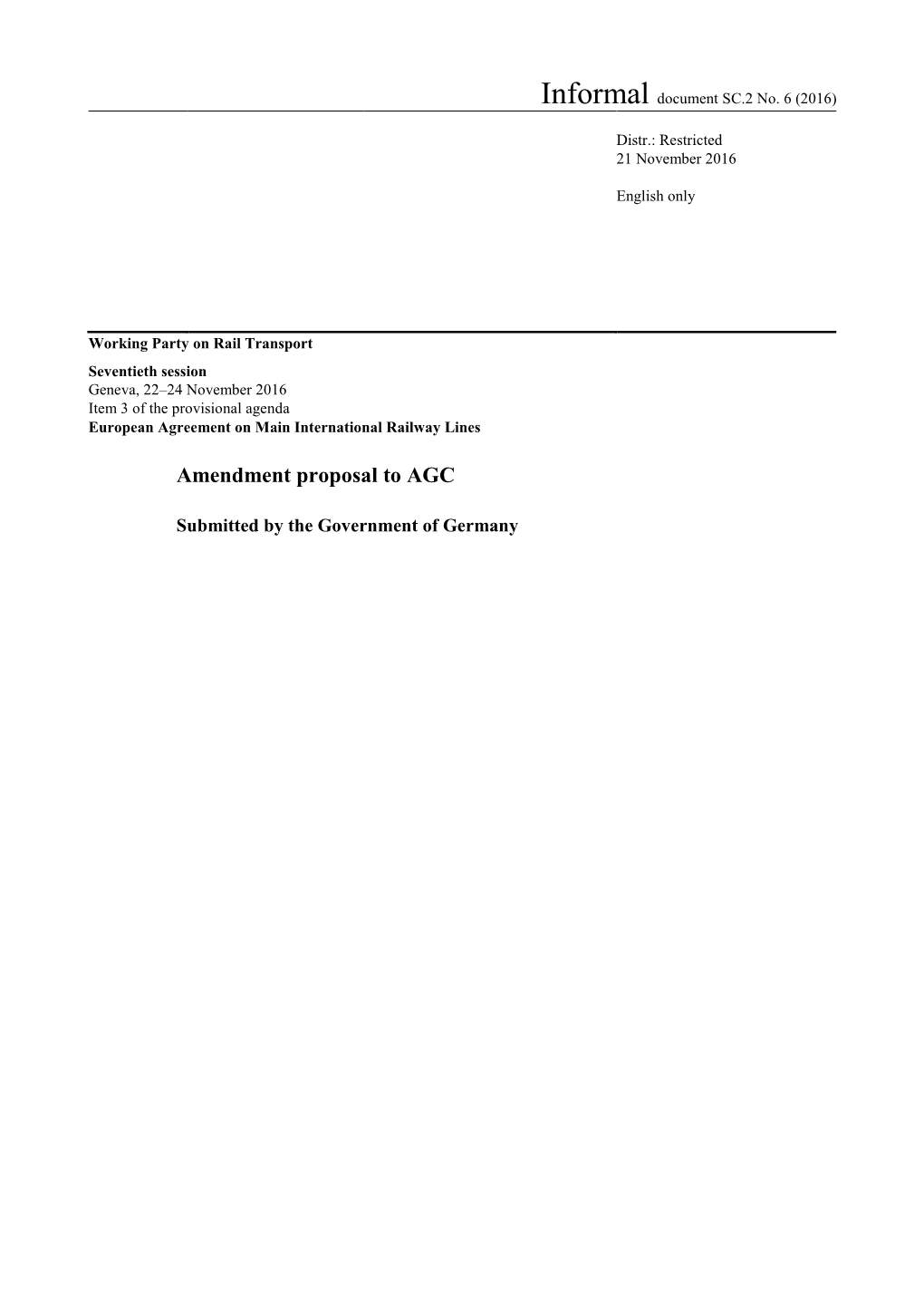 Amendment Proposal to AGC