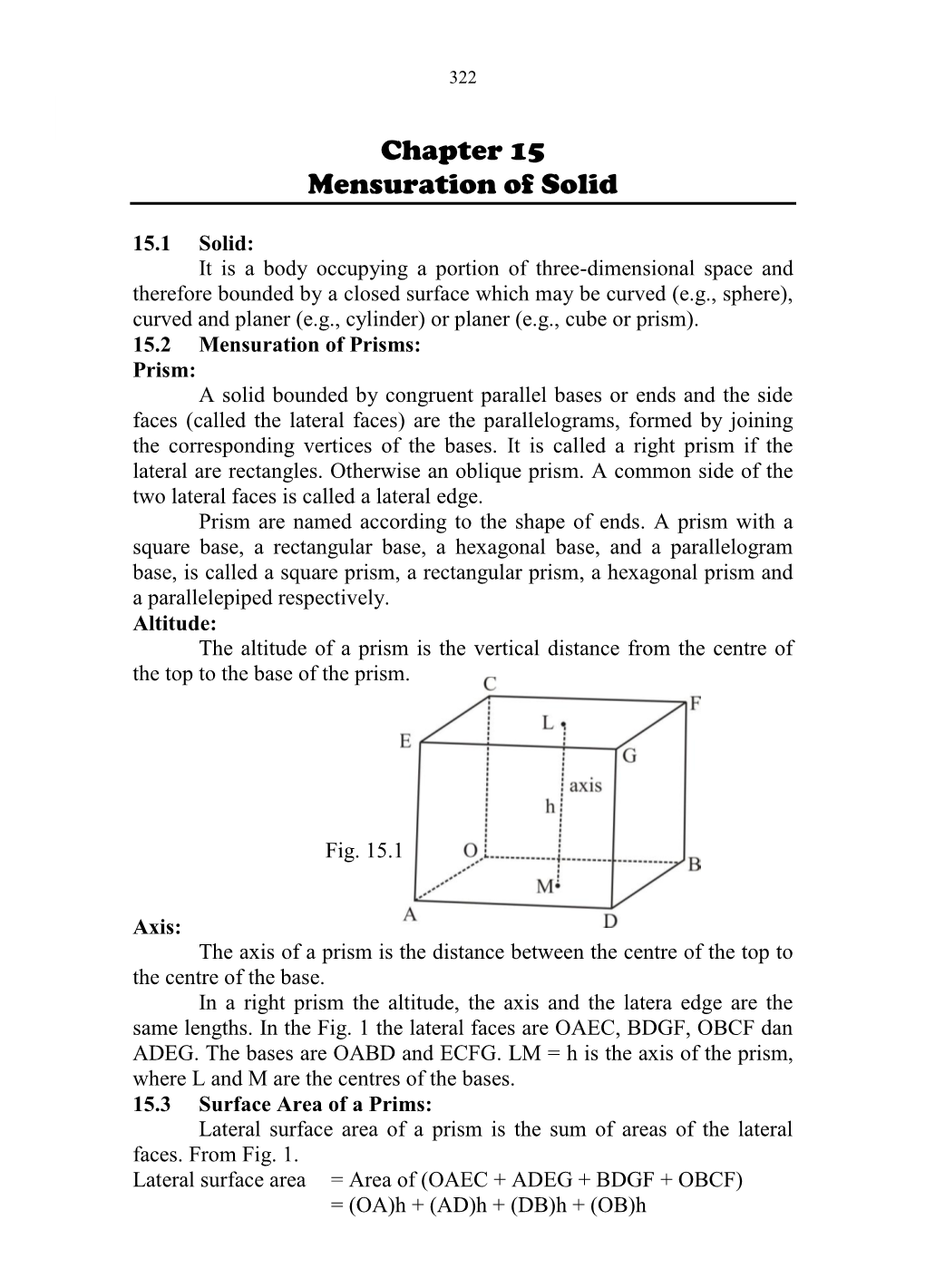 Chapter 15 Mensuration of Solid