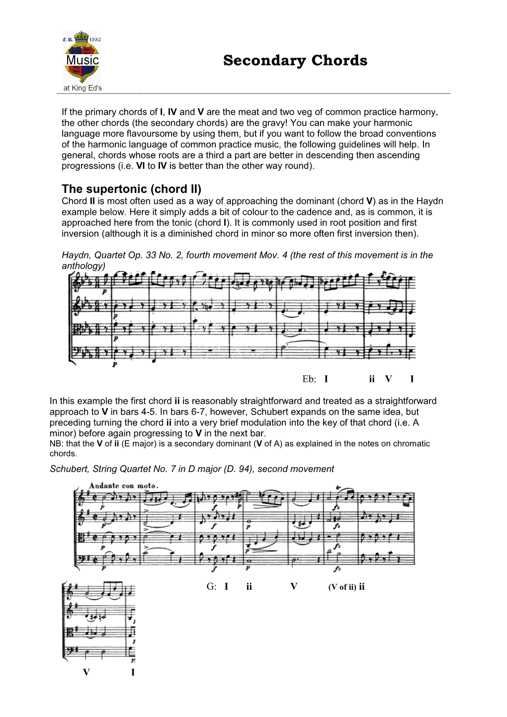 Secondary Chords