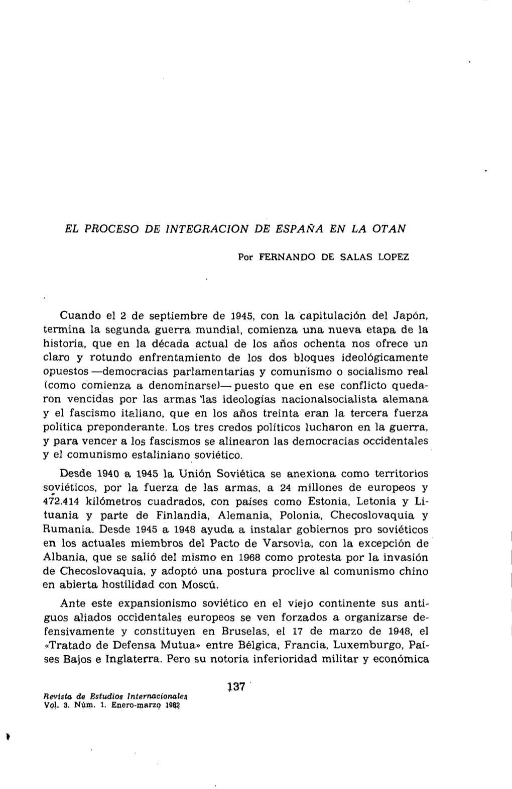 El Proceso De Integración De España En La Otan