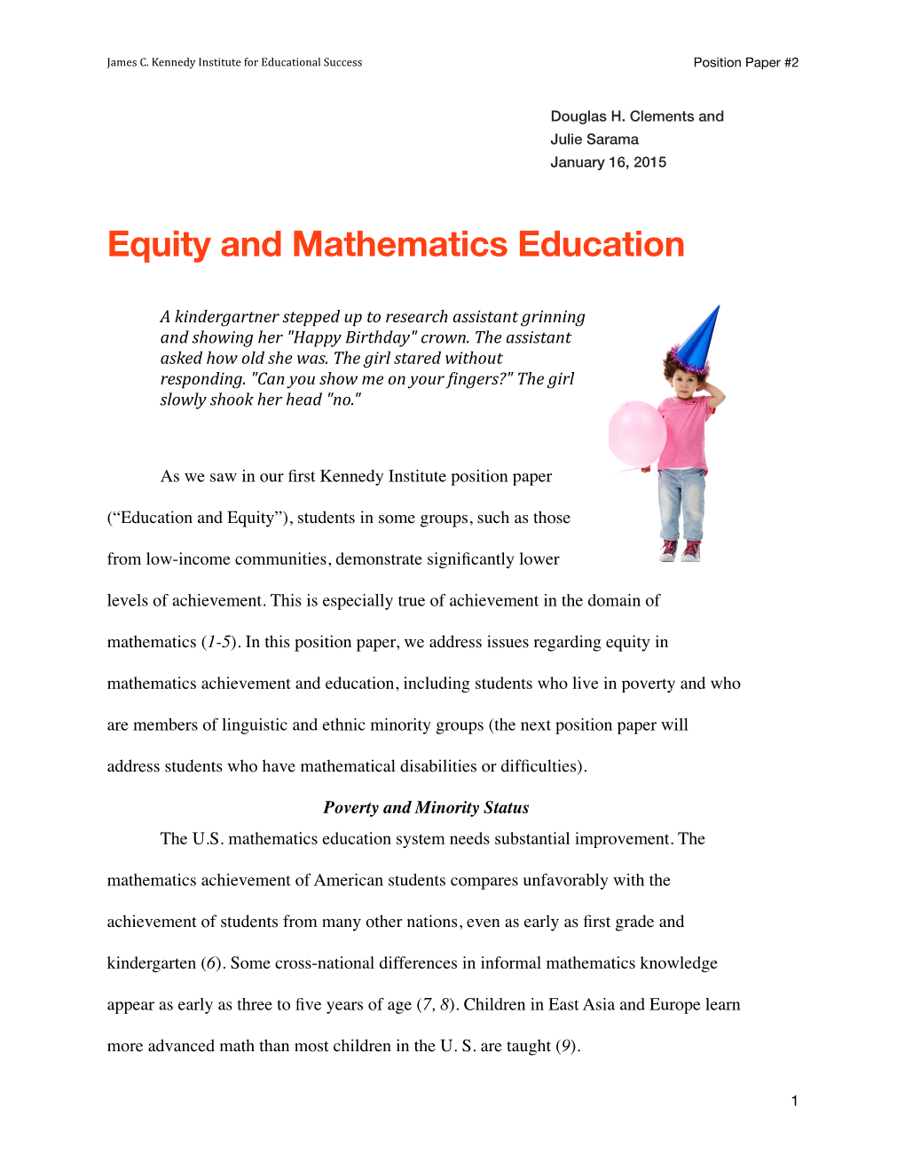 Equity and Mathematics Education