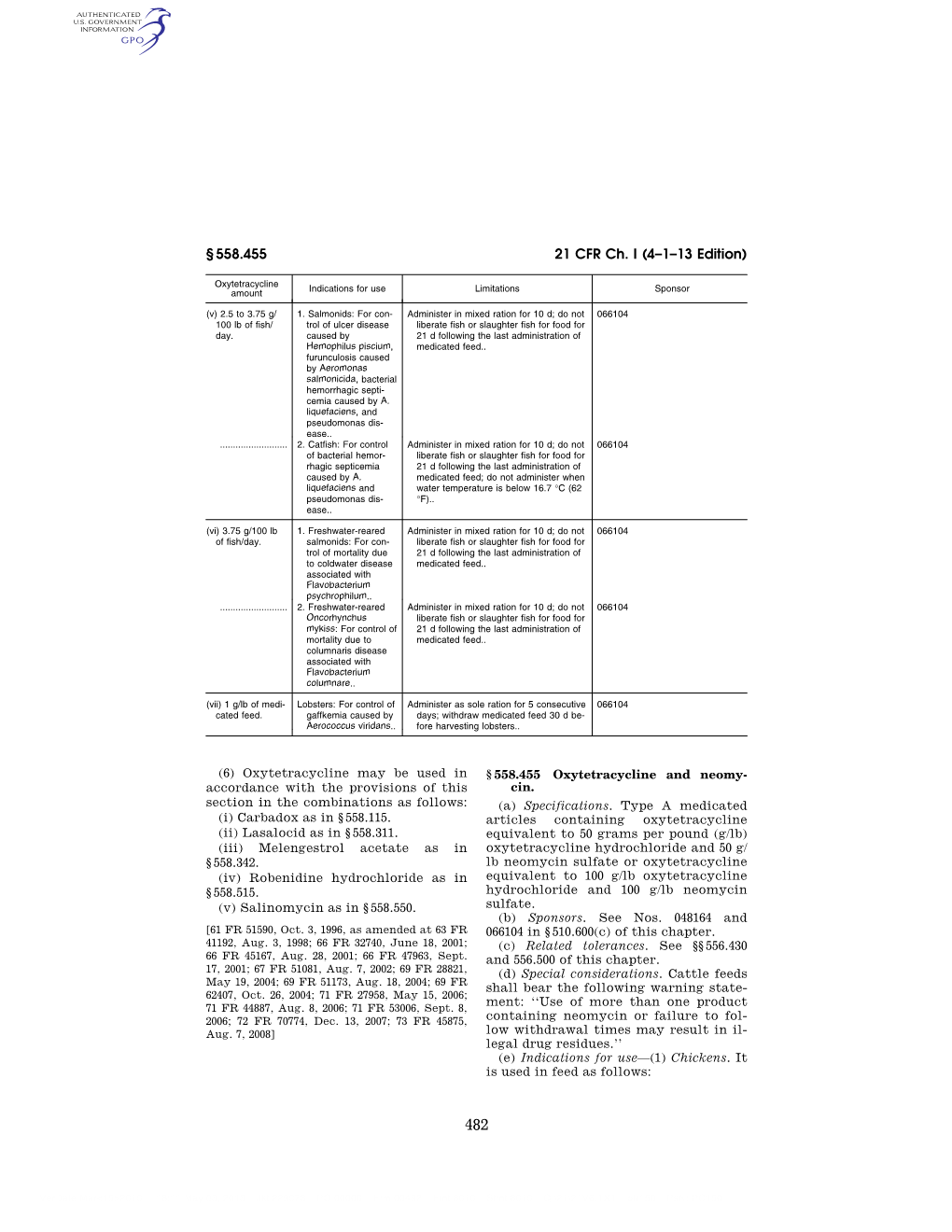 21 CFR Ch. I (4–1–13 Edition) § 558.455