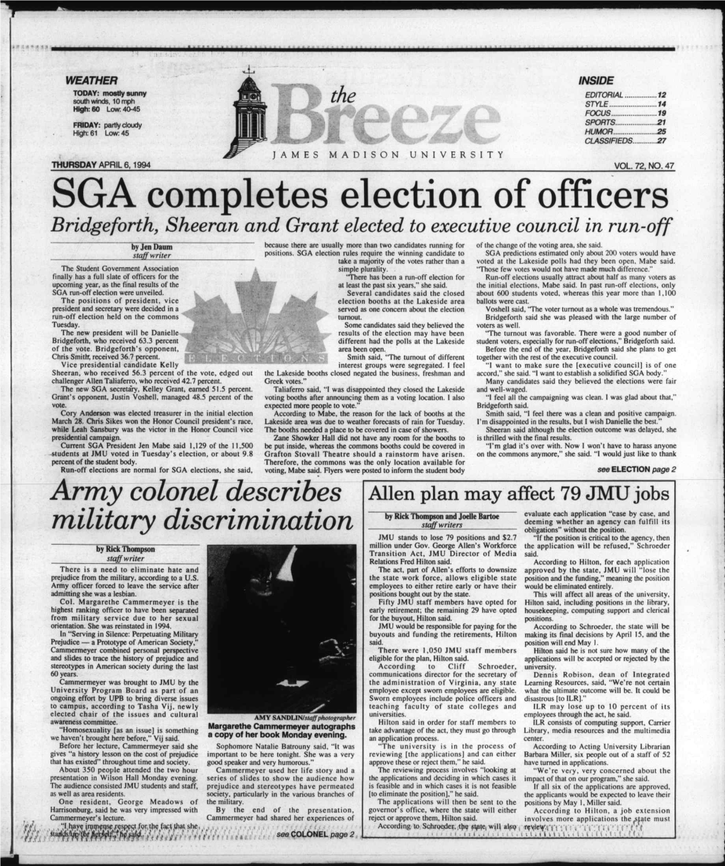 SGA Completes Election of Officers