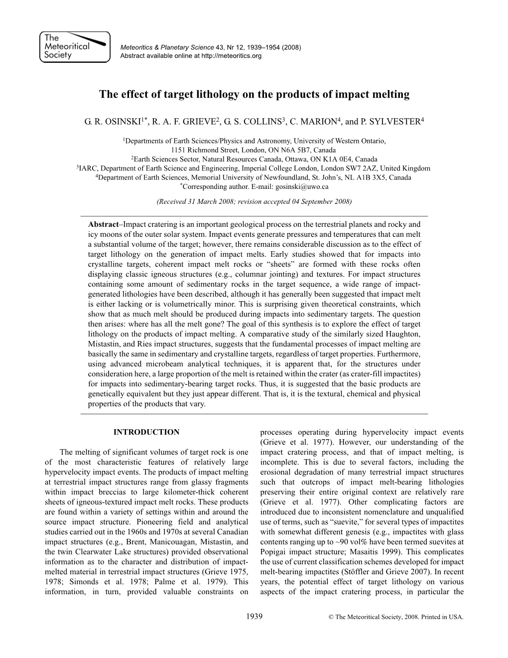 The Effect of Target Lithology on the Products of Impact Melting