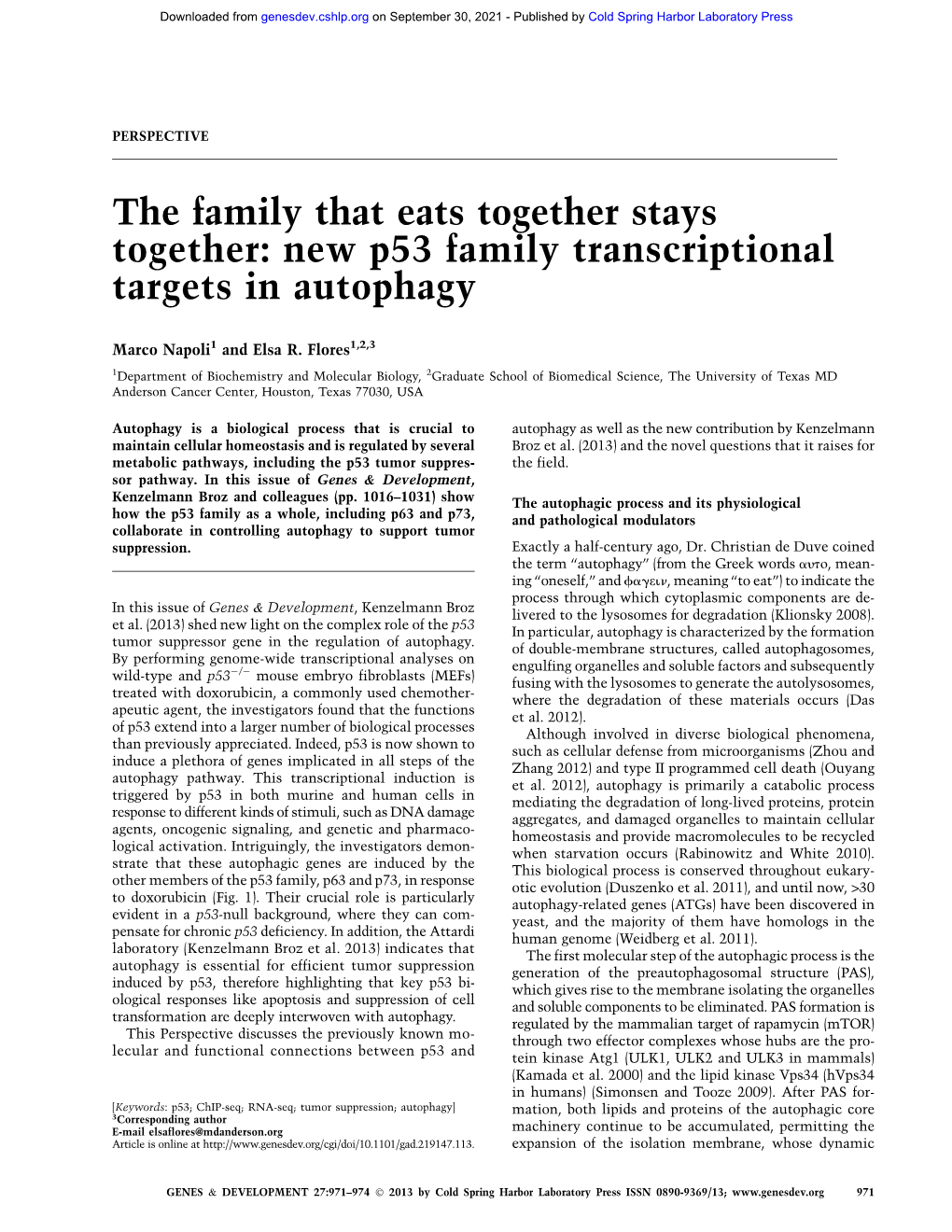 New P53 Family Transcriptional Targets in Autophagy