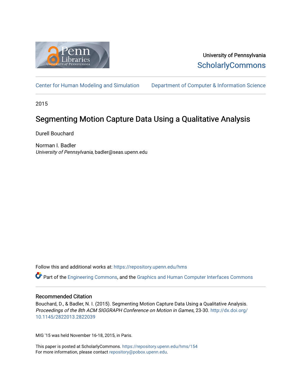 Segmenting Motion Capture Data Using a Qualitative Analysis