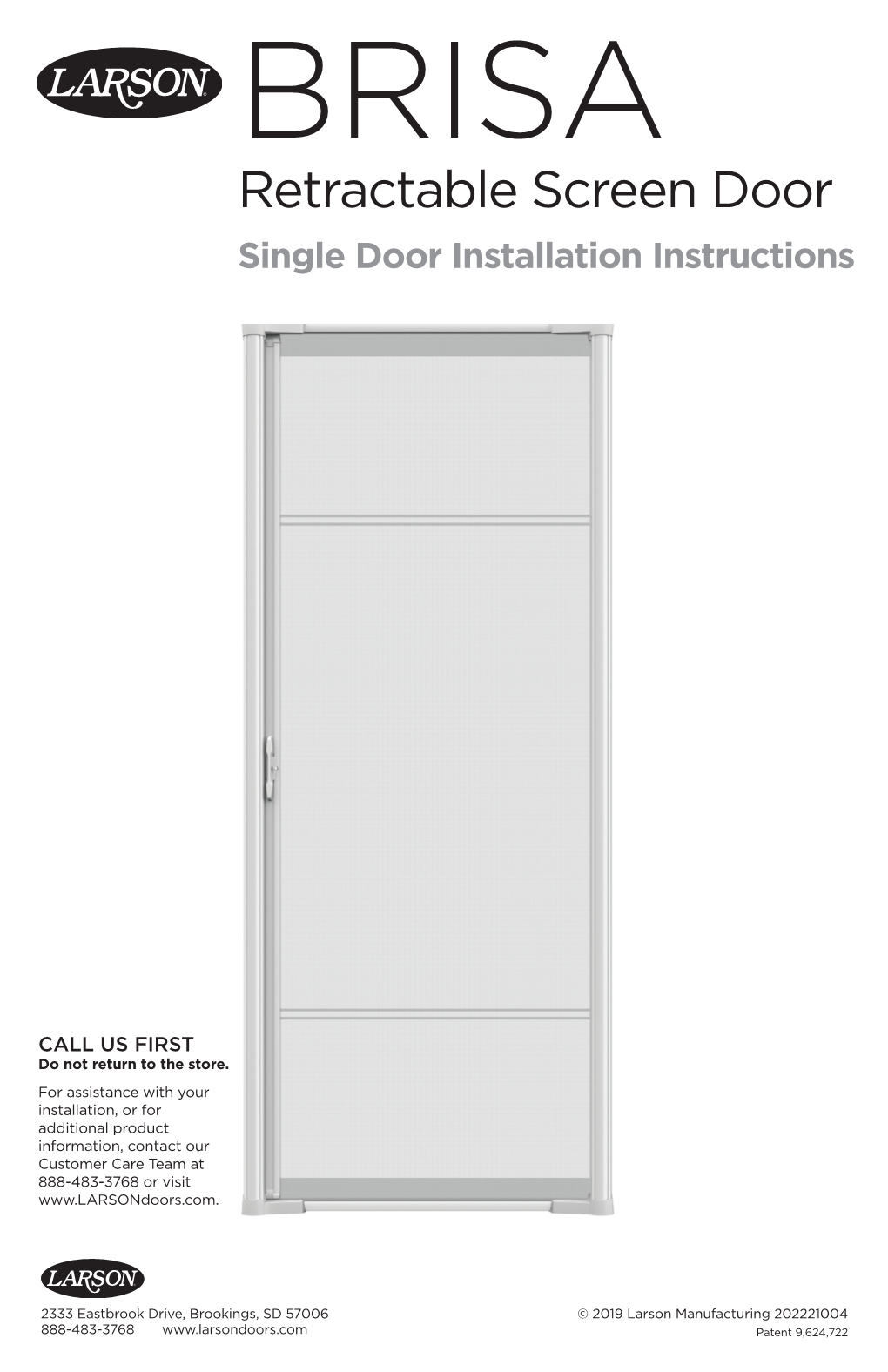 BRISA Retractable Screen Door Single Door Installation Instructions