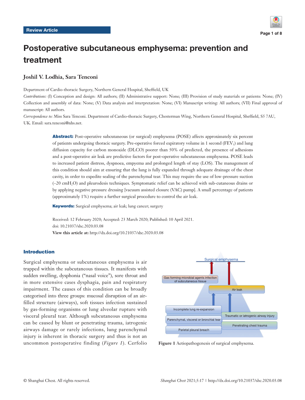 Postoperative Subcutaneous Emphysema: Prevention and Treatment