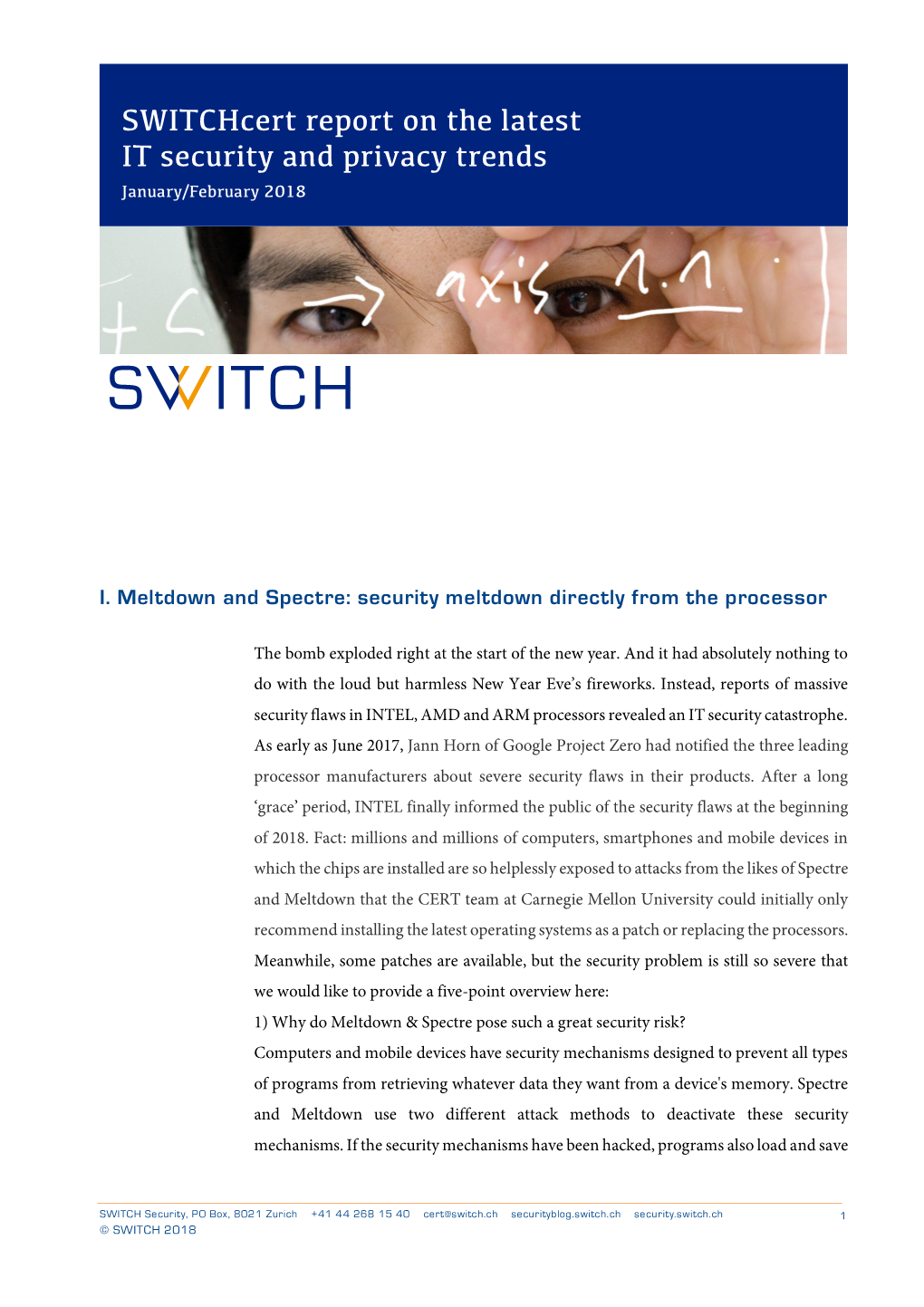 Switchcert Report on the Latest IT Security and Privacy Trends January/February 2018