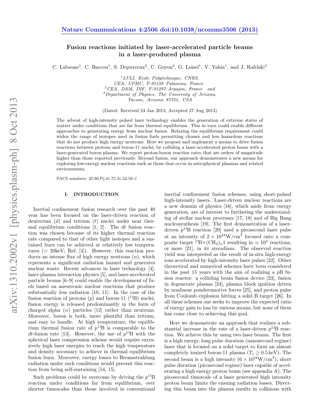 Fusion Reactions Initiated by Laser-Accelerated Particle Beams in a Laser-Produced Plasma