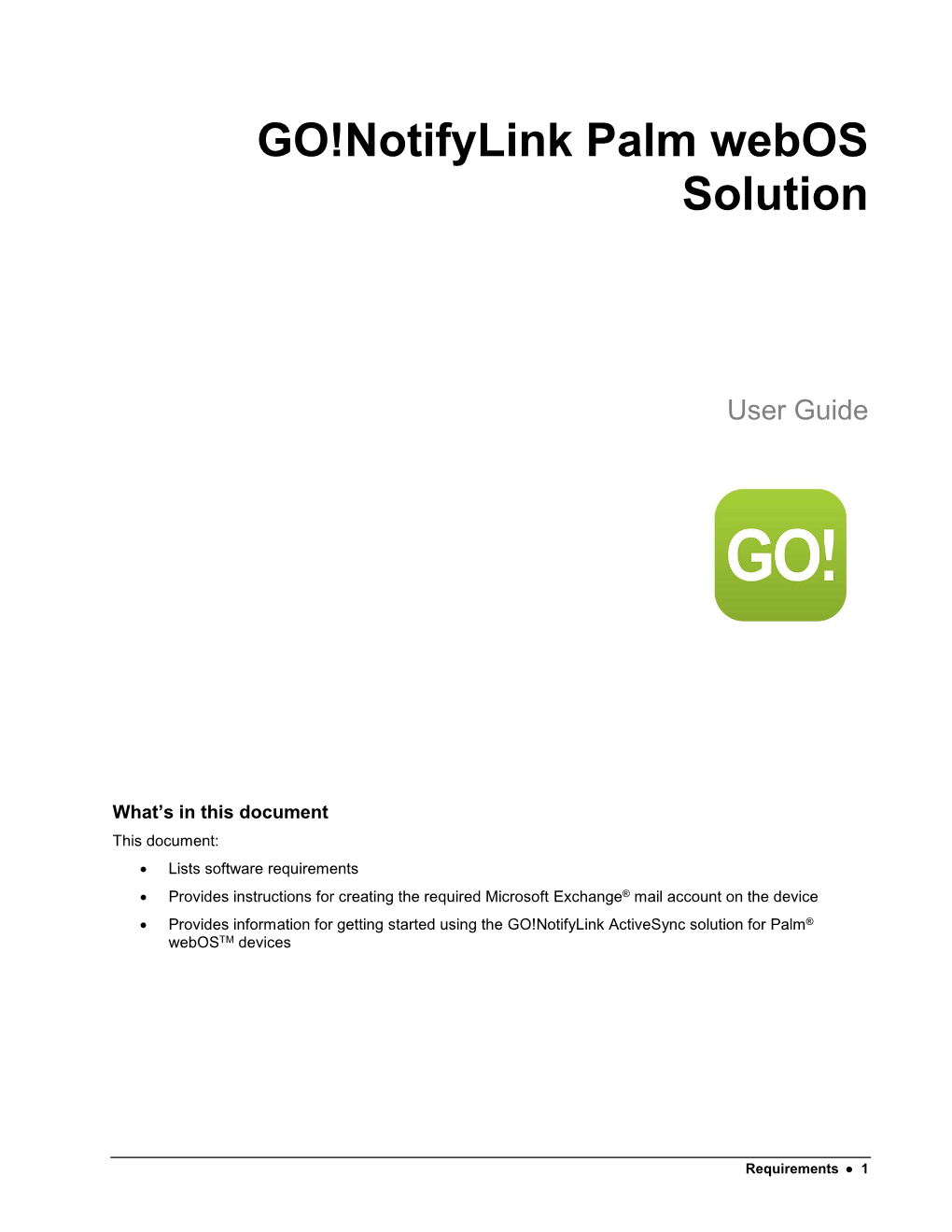GO!Notifylink Palm Webos Solution
