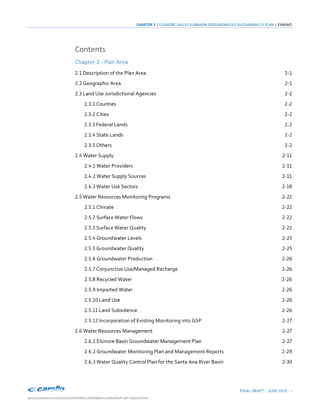 Chapter 2 | Elsinore Valley Subbasin Groundwater Sustainability Plan | Evmwd