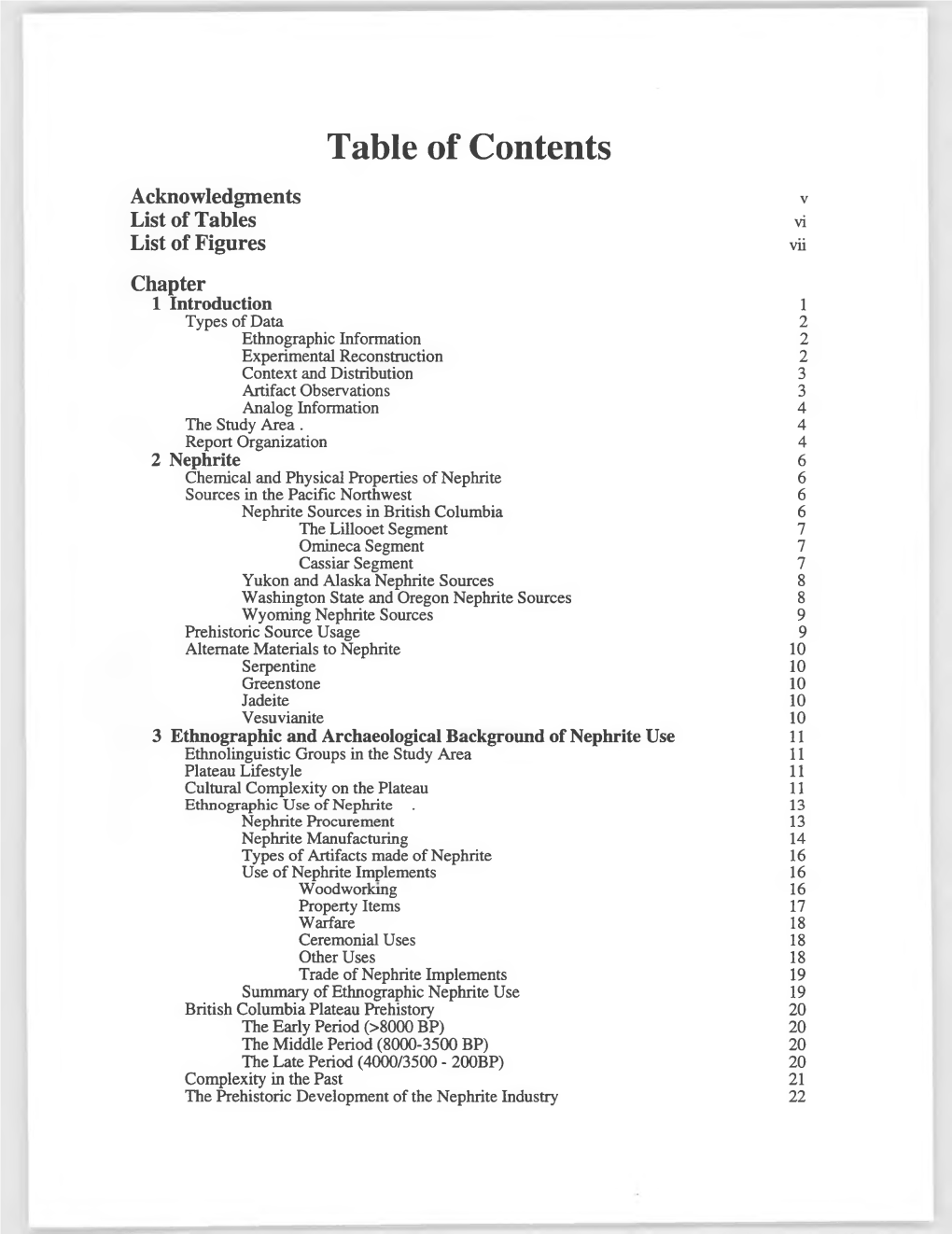 Table of Contents