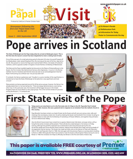 First State Visit of the Pope Today Events Are Truly Historic As It Is the First State Visit of a Pope to the UK