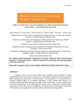 Applications of Colour Models in the Food Processing Industry: a Systematic Review