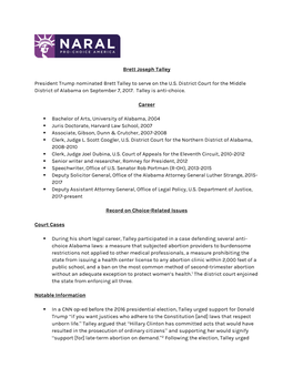 Brett Joseph Talley President Trump Nominated Brett Talley to Serve on the U.S. District Court for the Middle District of Alabam
