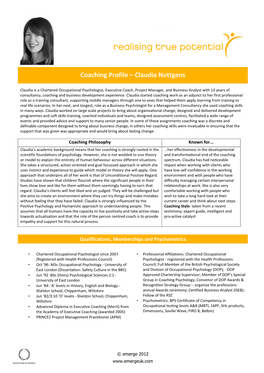 Coaching Profile – Claudia Nuttgens