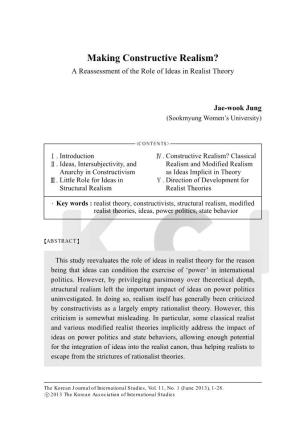 Making Constructive Realism? a Reassessment of the Role of Ideas in Realist Theory
