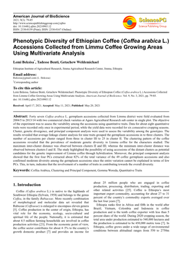 (Coffea Arabica L.) Accessions Collected from Limmu Coffee