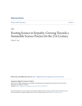 Growing Towards a Sustainable Science Practice for the 21St Century Cheryl L