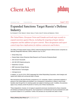 Expanded Sanctions Target Russia's Defense Industry