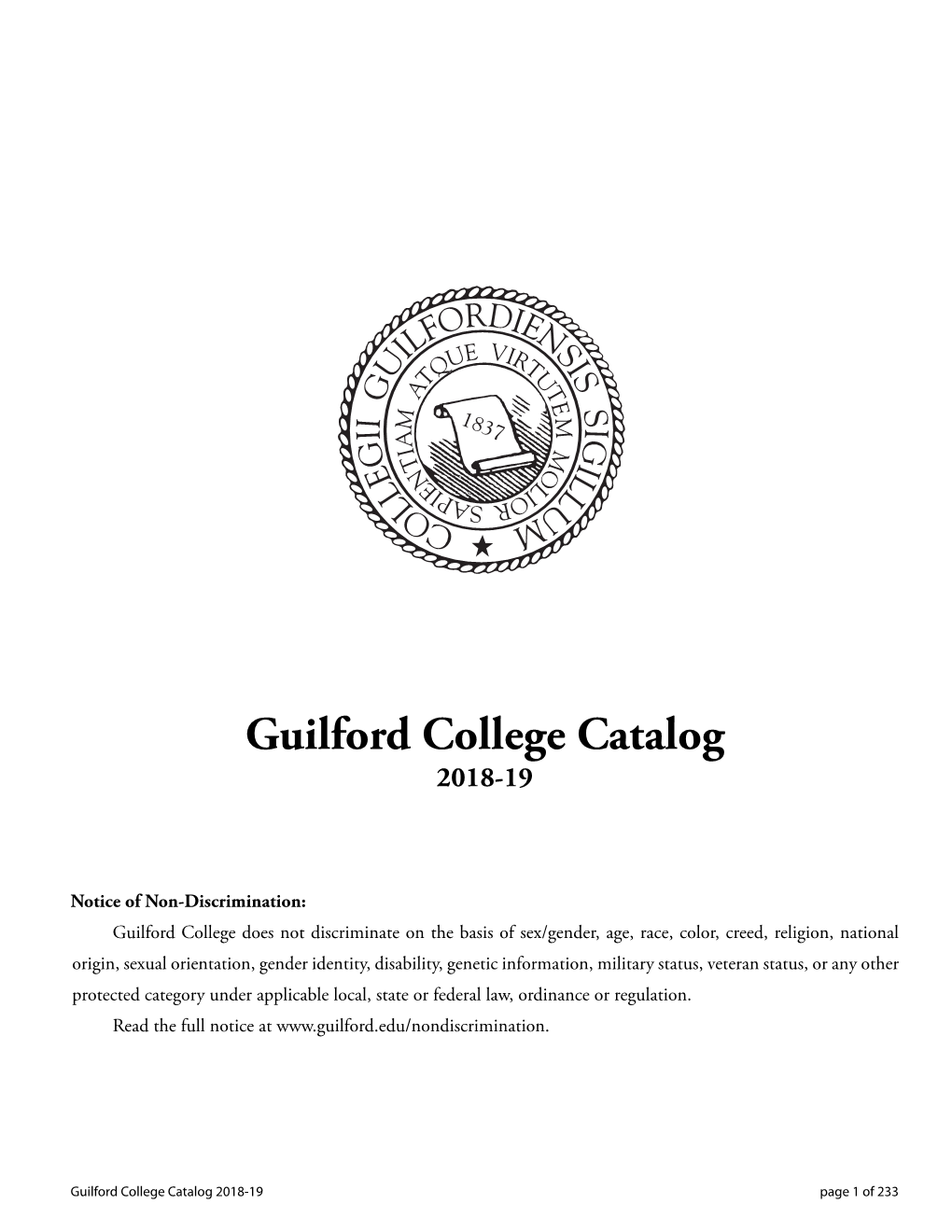 2018-19 Guilford College Catalog 2018-19 Page 233 of 233