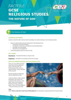 Factfile: Gcse Religious Studies the Nature of God
