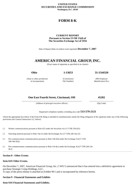 Form 8-K American Financial Group, Inc