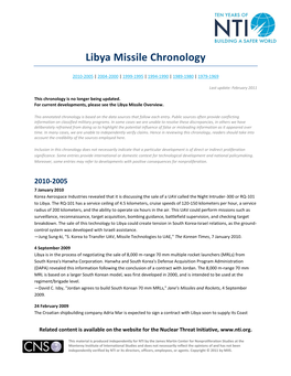 Libya Missile Chronology