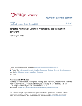 Targeted Killing: Self-Defense, Preemption, and the War on Terrorism