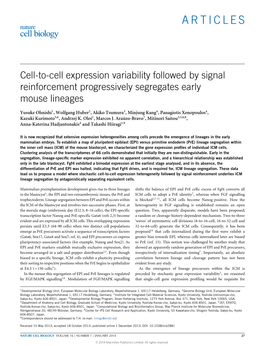 Cell-To-Cell Expression Variability Followed by Signal Reinforcement Progressively Segregates Early Mouse Lineages