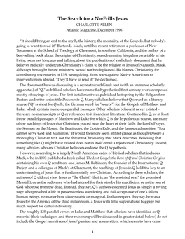 The Search for a No-Frills Jesus CHARLOTTE ALLEN Atlantic Magazine, December 1996