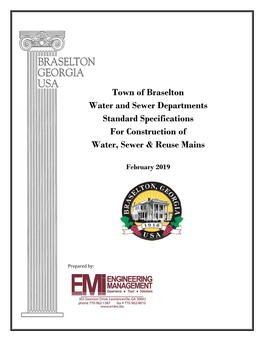 Braselton Standard Water-Sewer-Reuse Specifications