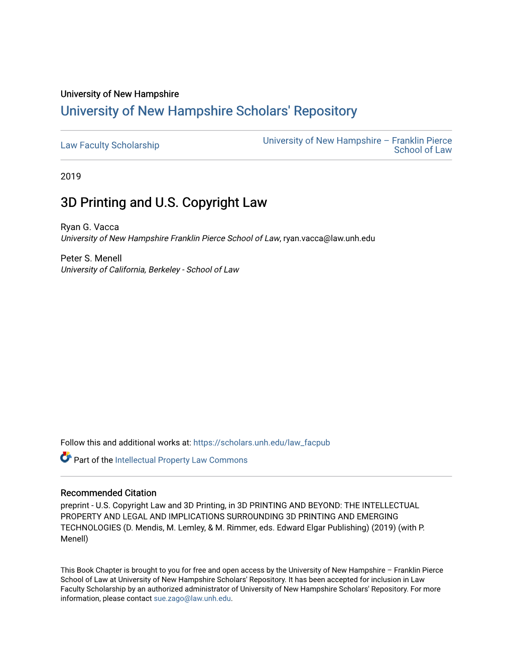 3D Printing and U.S. Copyright Law