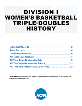 Division I Women's Basketball Triple-Doubles History