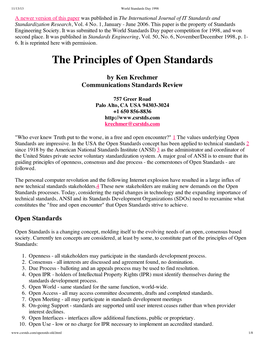 The Principles of Open Standards