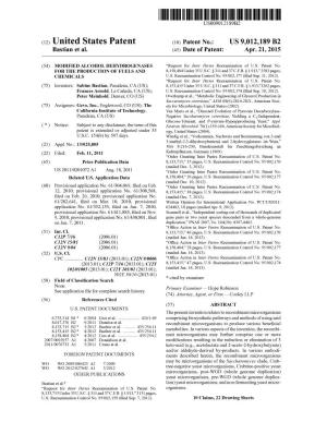 (12) United States Patent (10) Patent No.: US 9,012,189 B2 Bastian Et Al
