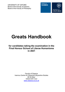 Greats Handbook 2021 Version 5.0 Issued 8 January 2020